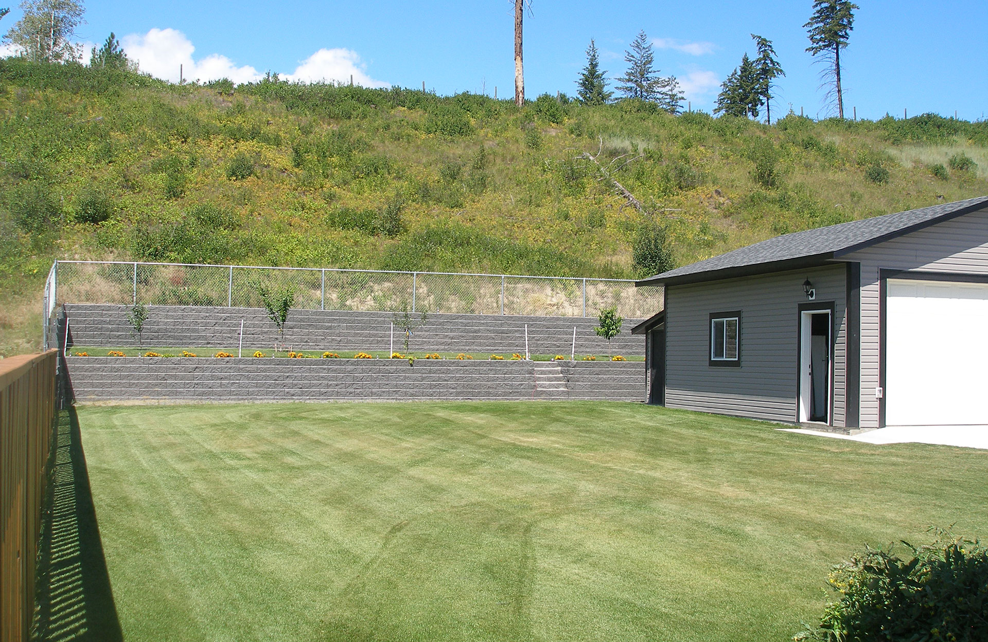 Retaining wall installation project complete